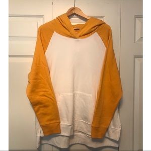 White and Mustard Colorblock Hoodie